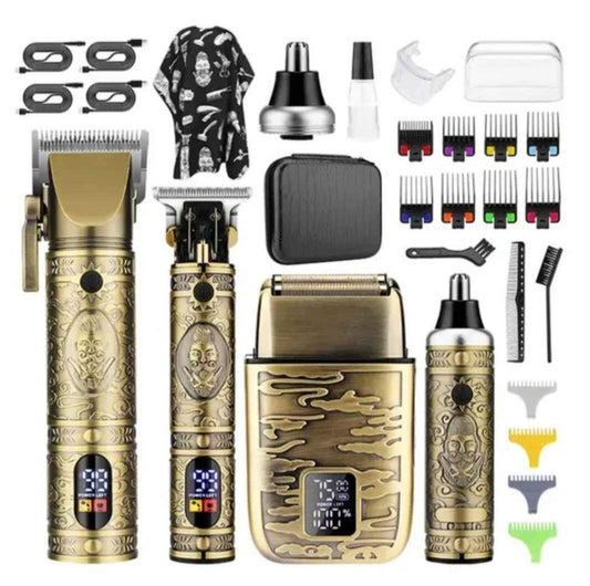 All Metal Hair Clippers Ears Nose Hair Trimmer Electric Shaver Set With Bag Hair Cutting Machine Men's Grooming Tools